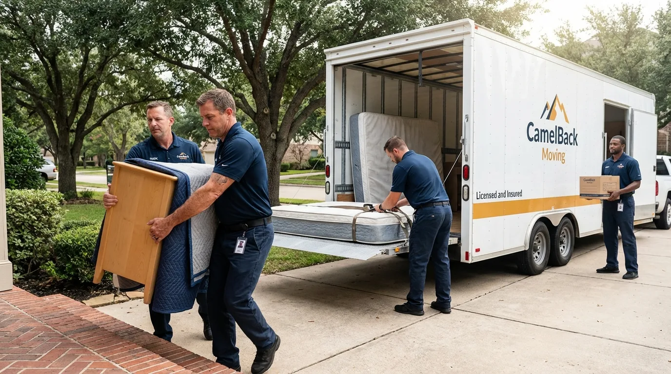 Crew loading residential truck for cross-state move from Batesburg, SC