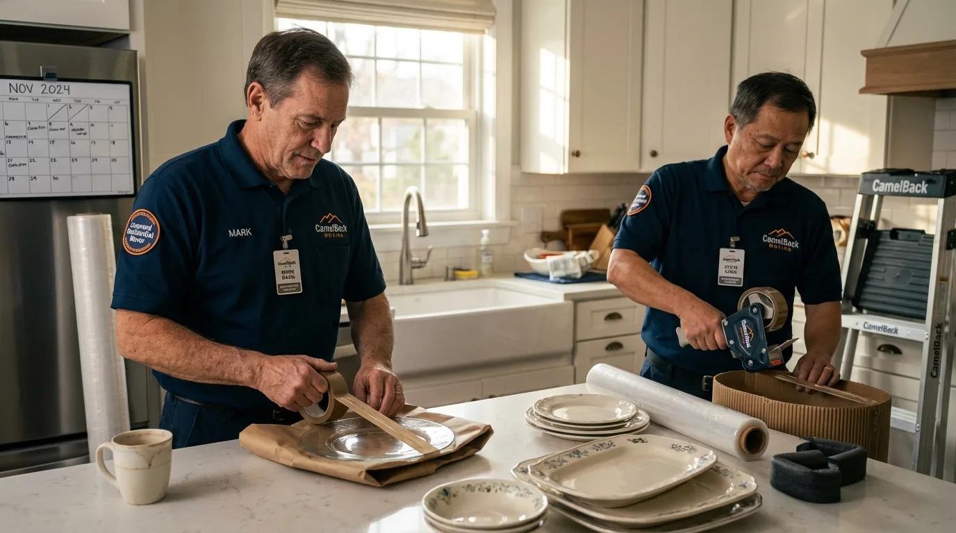 Professional crew packing kitchen dishware in Batesburg, SC